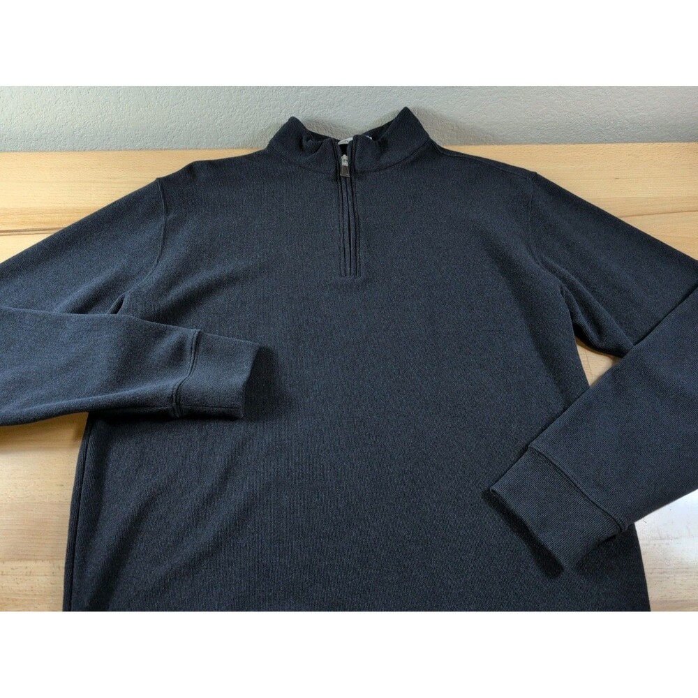 Peter Millar Sweater Men's Large Black Pullover 1/4 Zip Rayon Blend Golf